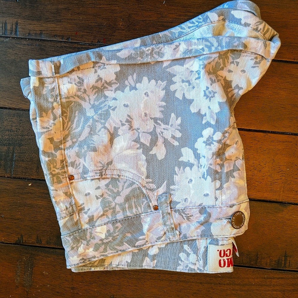 Floral jean shorts